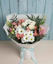 Букет цветов из:  Розы, Лизиантусы и Хризантемы в Сазоново