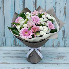 Букет цветов из:  Герберы, Альстромерии и Хризантемы в Сазоново