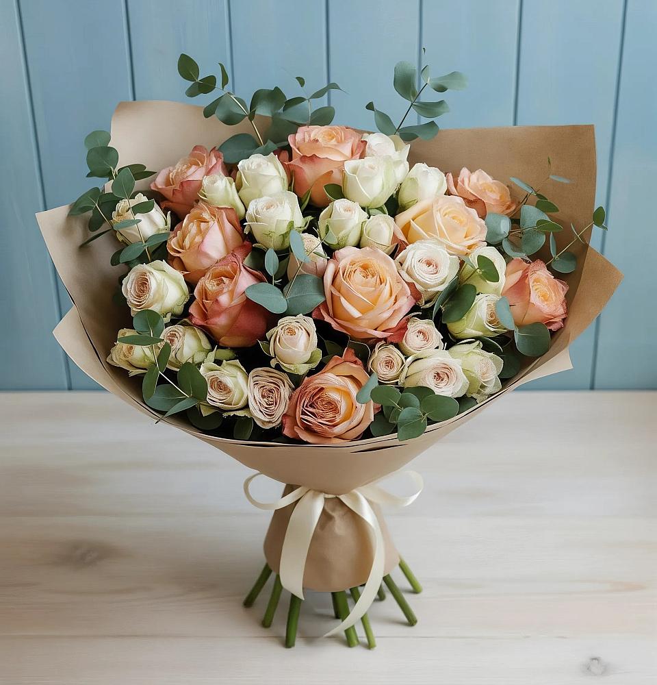 Букет цветов из: Альстромерии и Розы в Сазоново