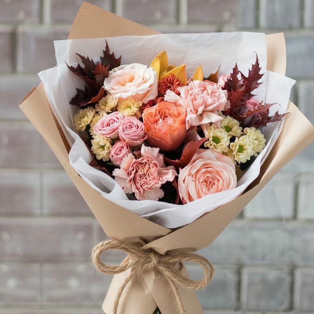 Букет цветов из: Гвоздики, Хризантемы и Розы в Сазоново