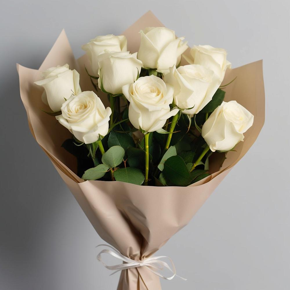 Букет 9 Белых роз Эдлесс Лав в Сазоново