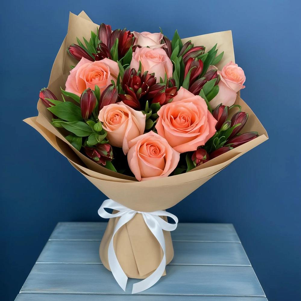 Букет цветов из: Розы и Альстромерии в Сазоново