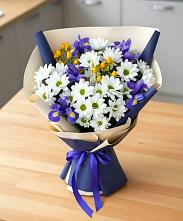 Букет цветов из:  Розы, Ирисы и Хризантемы в Сазоново