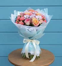 Букет цветов из:  Хризантемы и Розы в Сазоново
