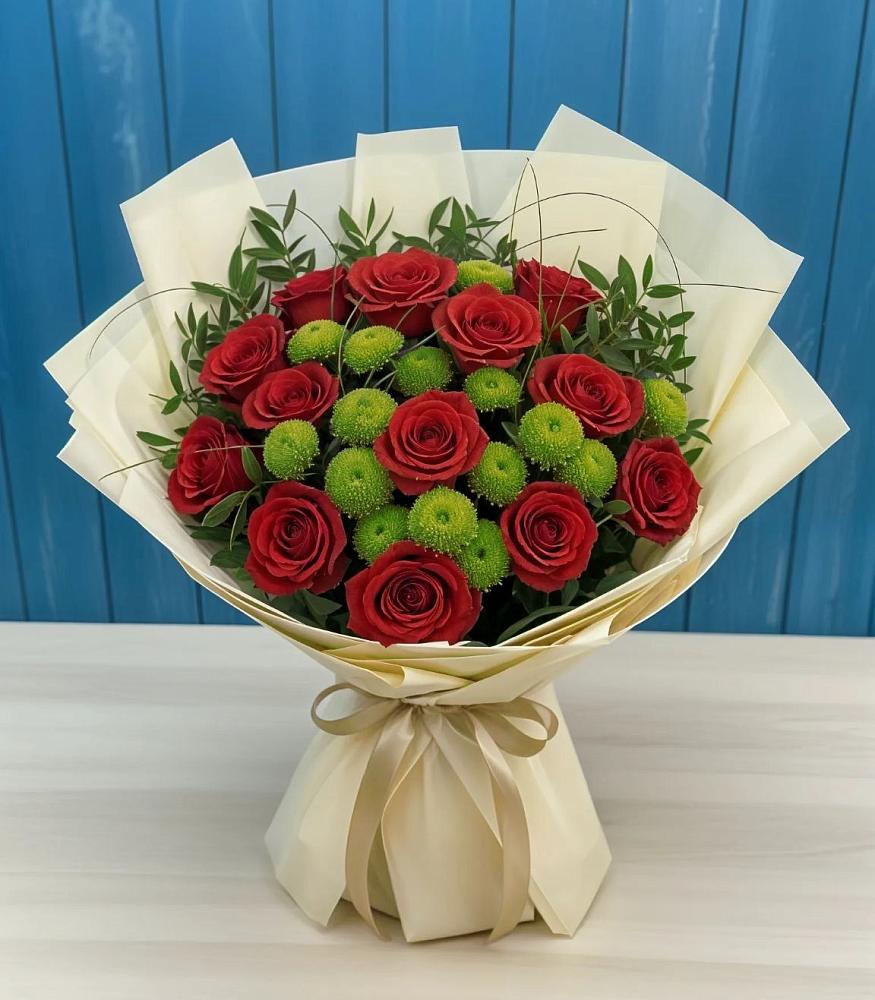 Букет цветов из: Розы и Хризантемы в Сазоново